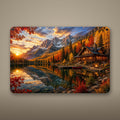 Autumn Lake Cabin Aluminum Sign Aluminum Sign — front view on white background
