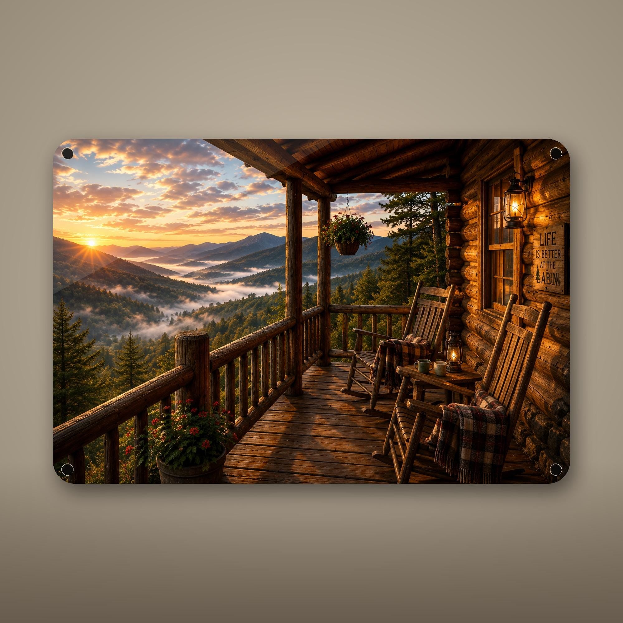 Mountain Porch Rockers Aluminum Sign Aluminum Sign — front view on white background