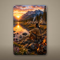 Mountain Lake Fishing Aluminum Sign Aluminum Sign — front view on white background