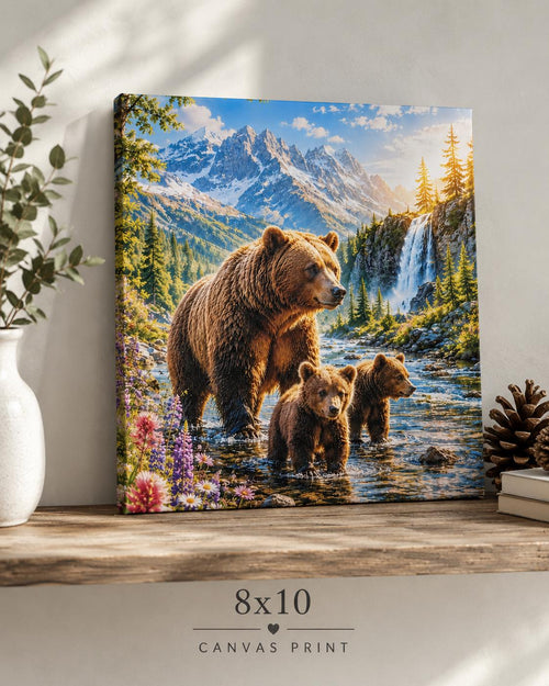 Bear Family Canvas Print Canvas Print — front view on white background