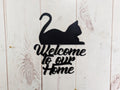 Cat Welcome Sign Aluminum Sign — front view on white background