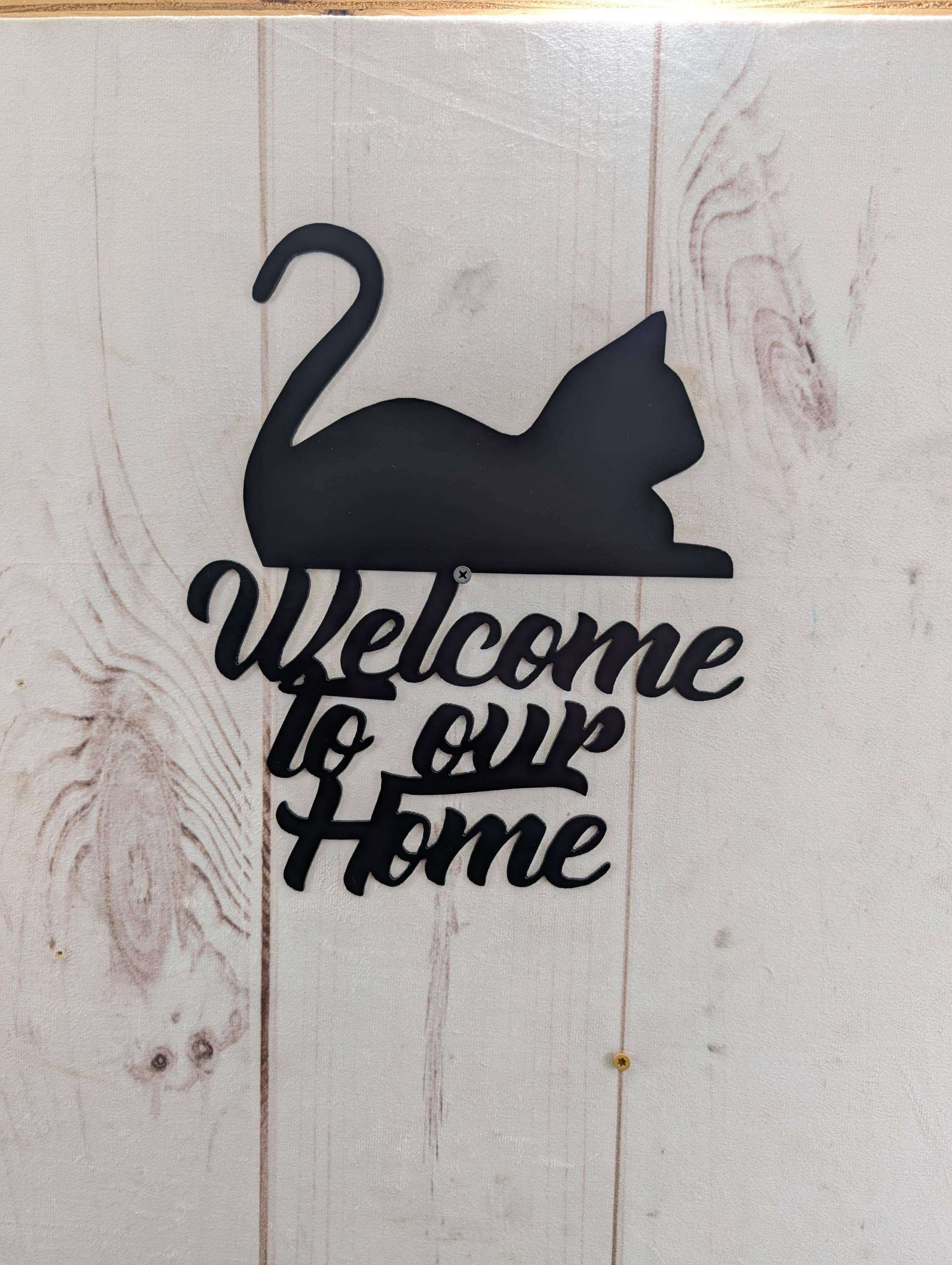 Cat Welcome Sign Aluminum Sign — alternate angle