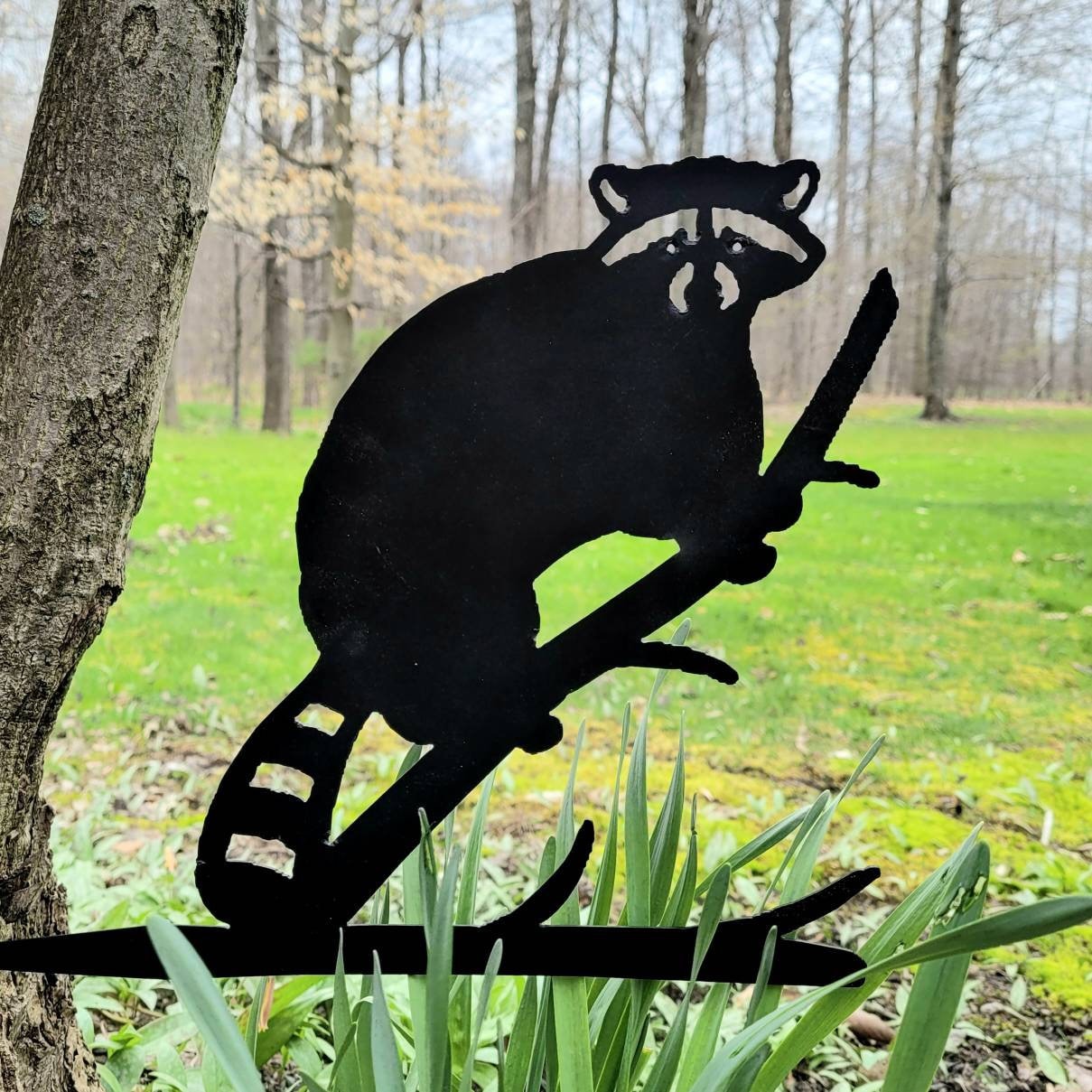 Raccoon Metal Garden Stake Metal Garden Stake — detail view