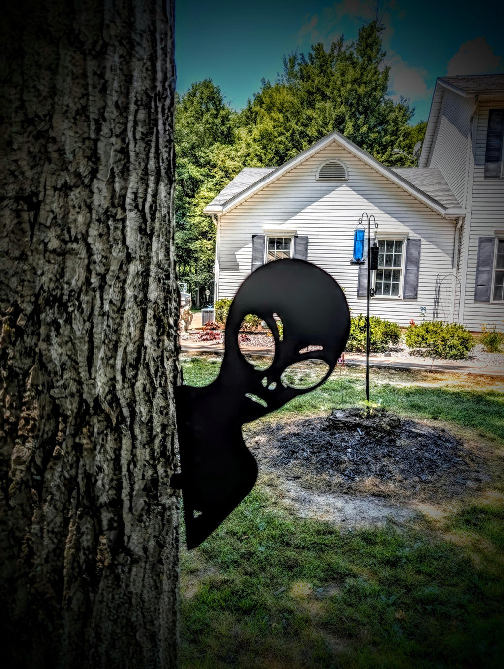 Alien Shelf Bracket Metal Shelf Bracket — shown on a rustic wall