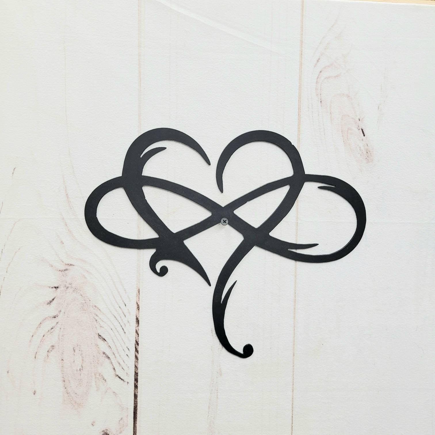Heart Infinity Metal Wall Sign Aluminum Sign — front view on white background