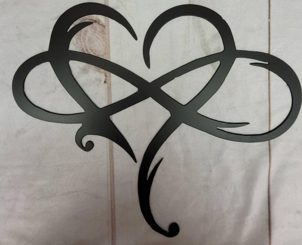 Heart Infinity Metal Wall Sign Aluminum Sign — lifestyle setting