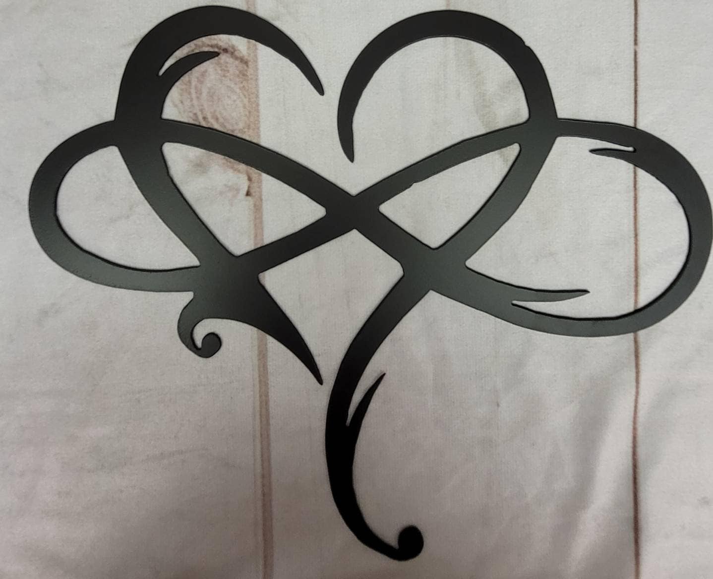 Heart Infinity Metal Wall Sign Aluminum Sign — lifestyle setting