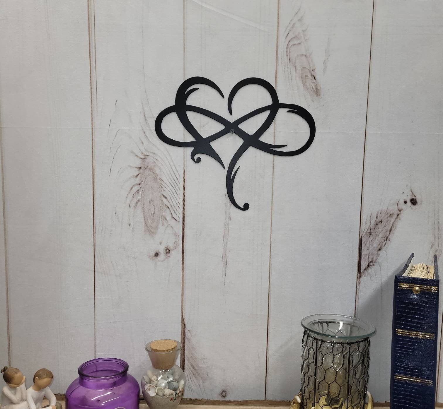 Heart Infinity Metal Wall Sign Aluminum Sign — detail view