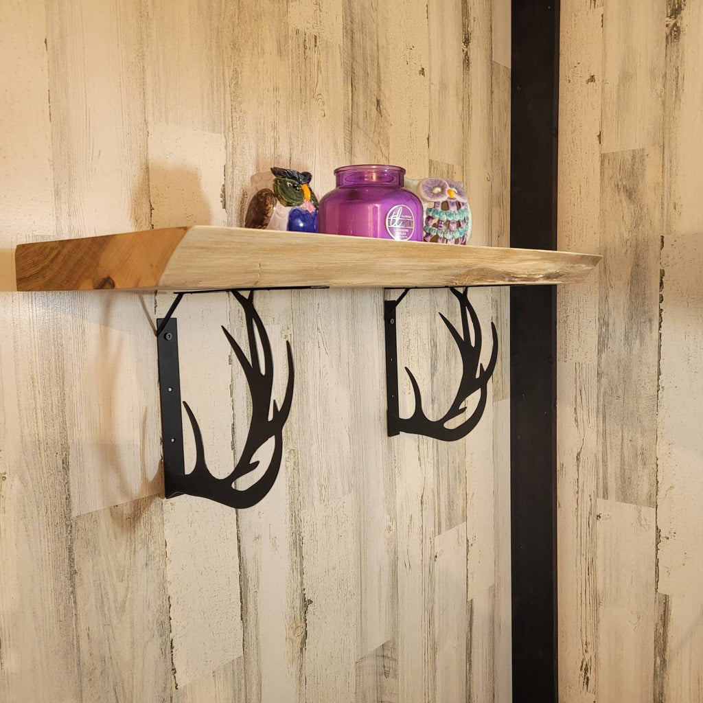Buck Antler Shelf Bracket Set Metal Shelf Bracket — alternate angle