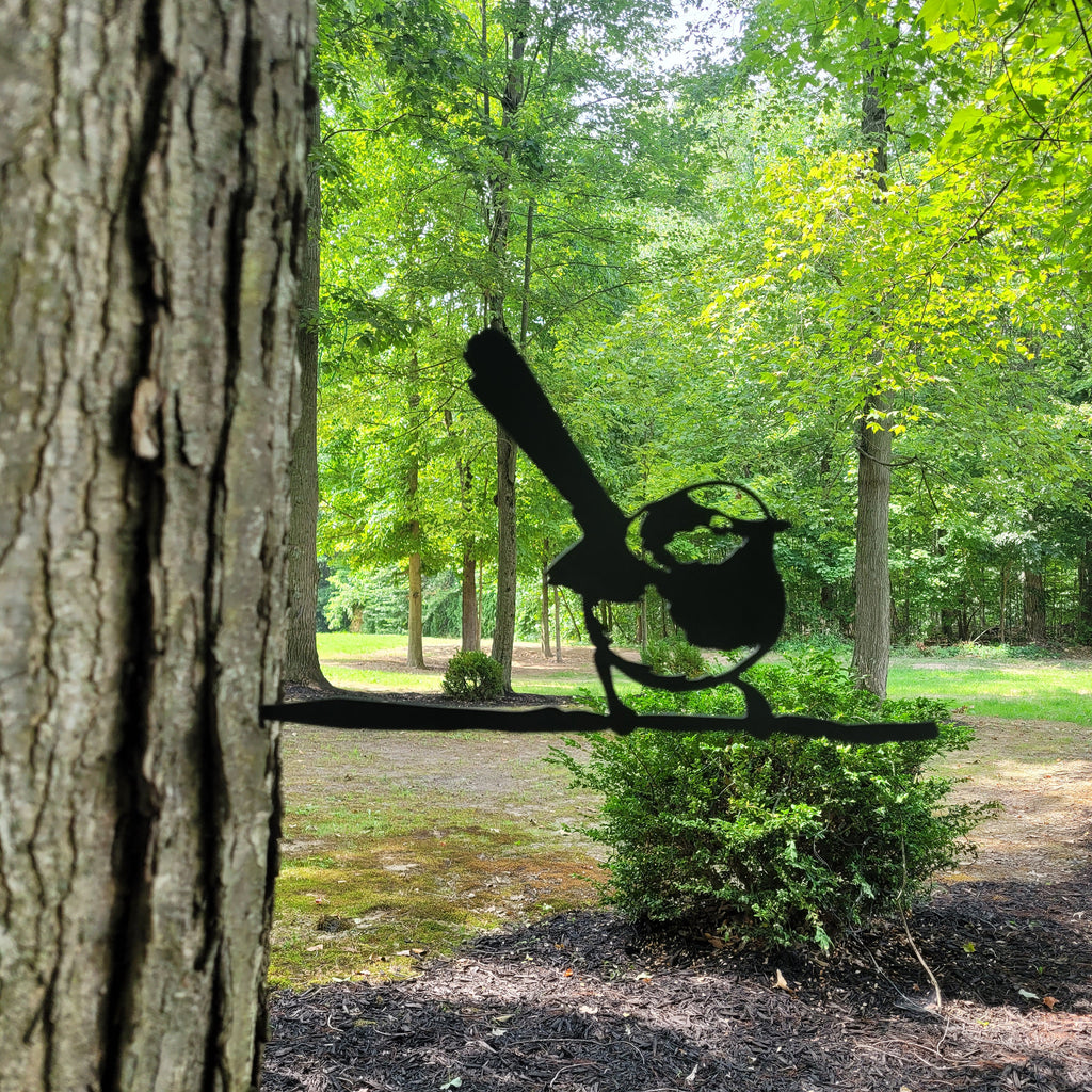 Blue Wren Metal Garden Stake Metal Garden Stake — lifestyle setting