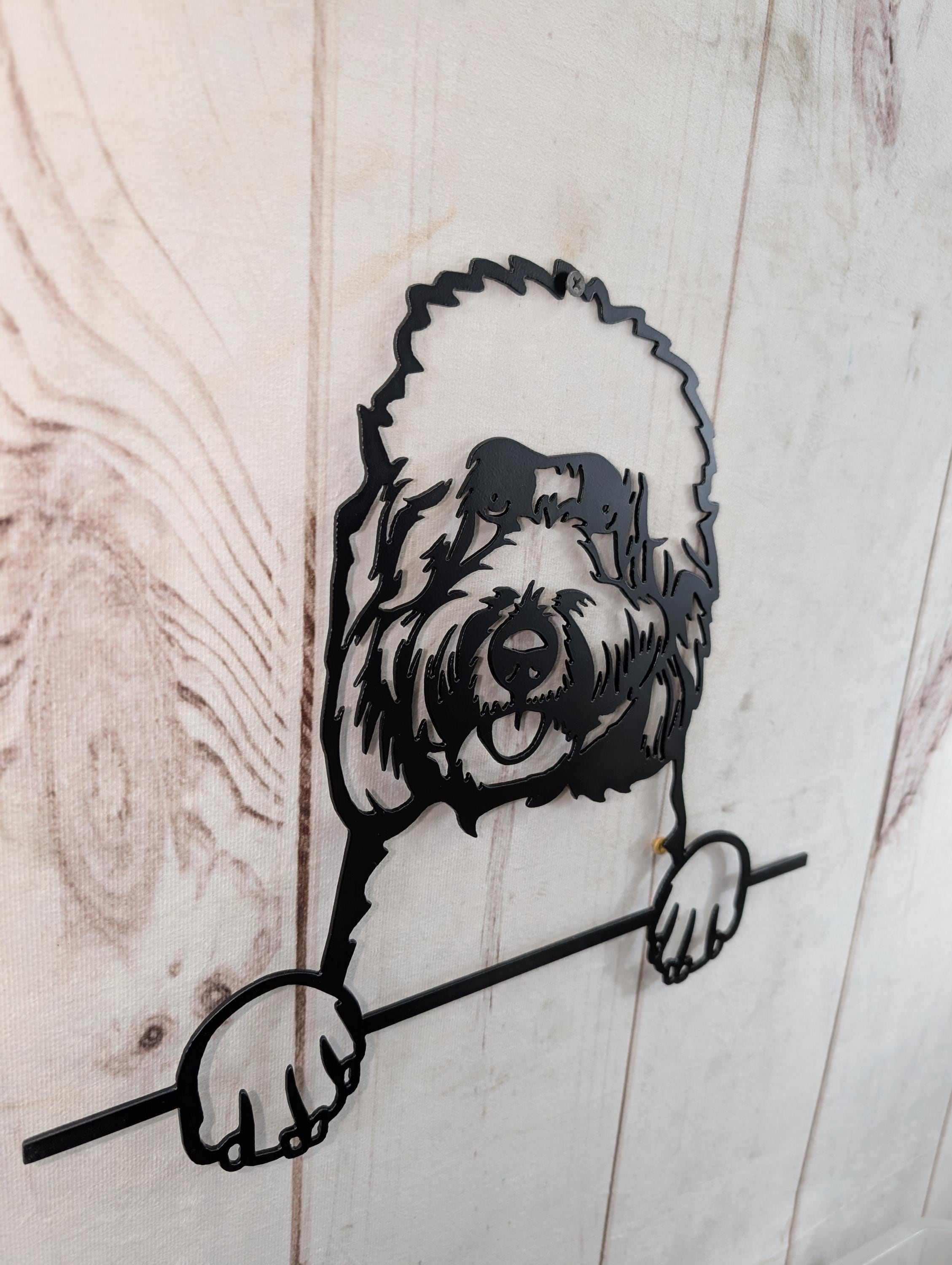Goldendoodle Metal Art Sign Aluminum Sign — lifestyle setting