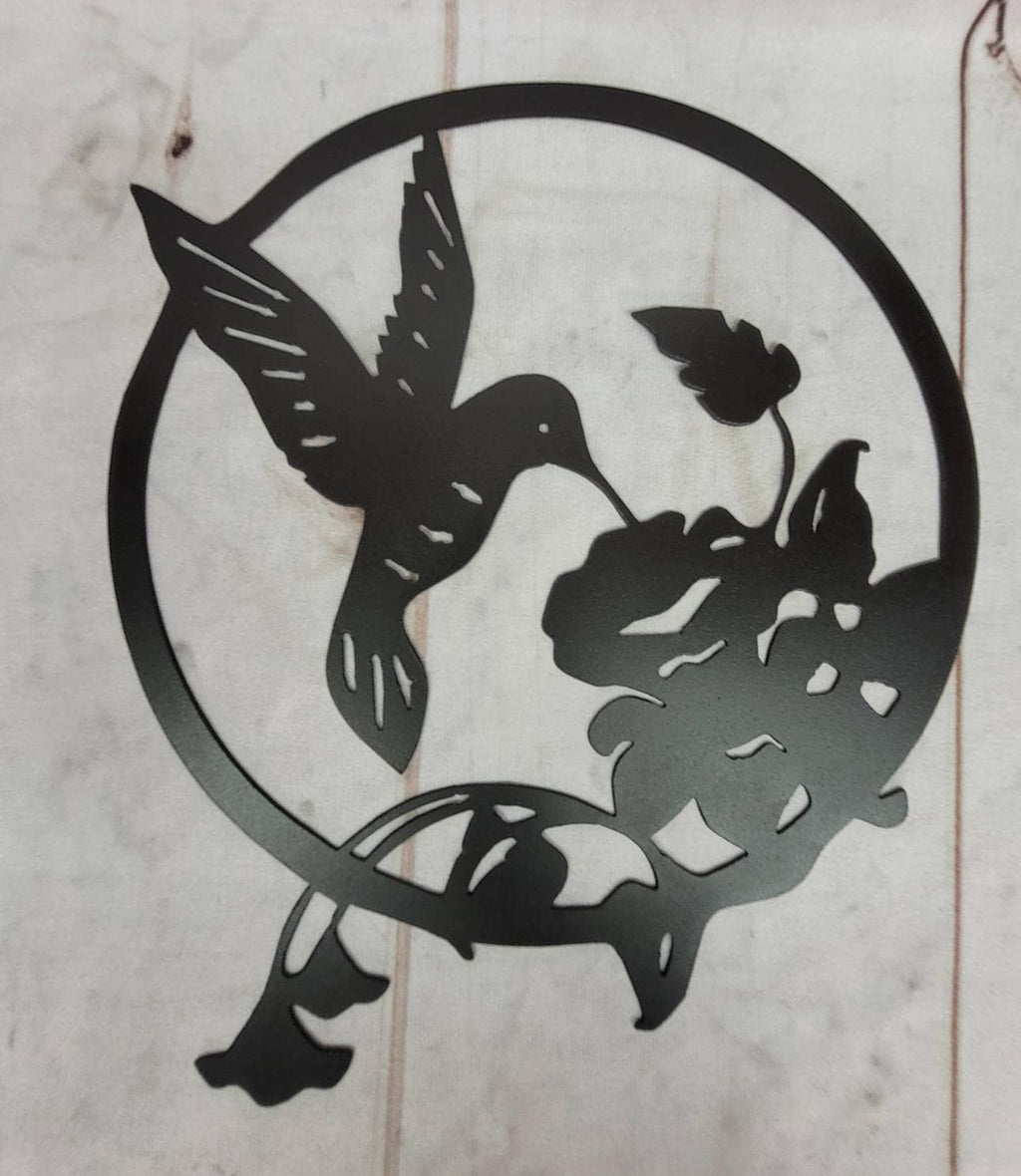 Hummingbird Metal Wall Art Metal Garden Stake — detail view