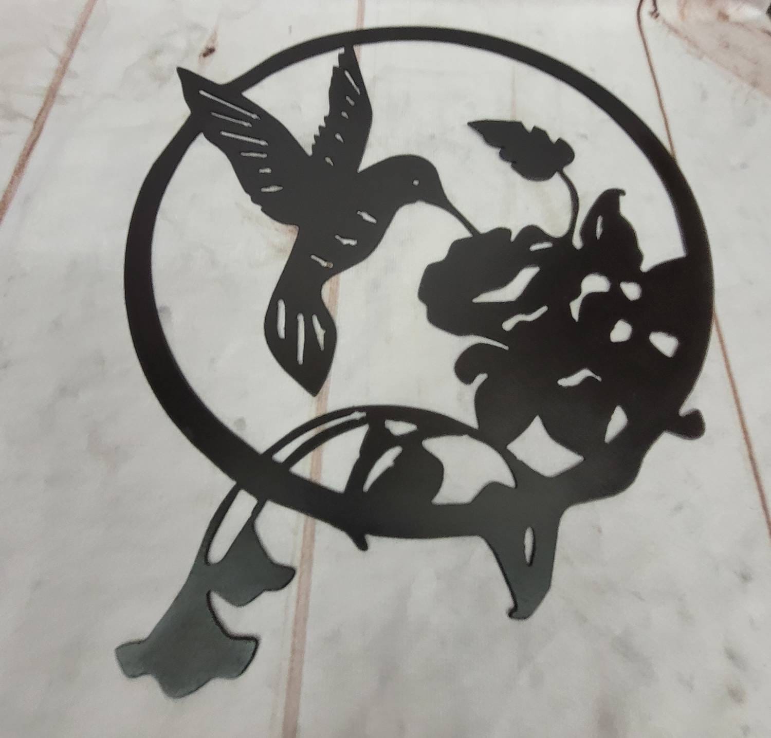 Hummingbird Metal Wall Art Metal Garden Stake — alternate angle