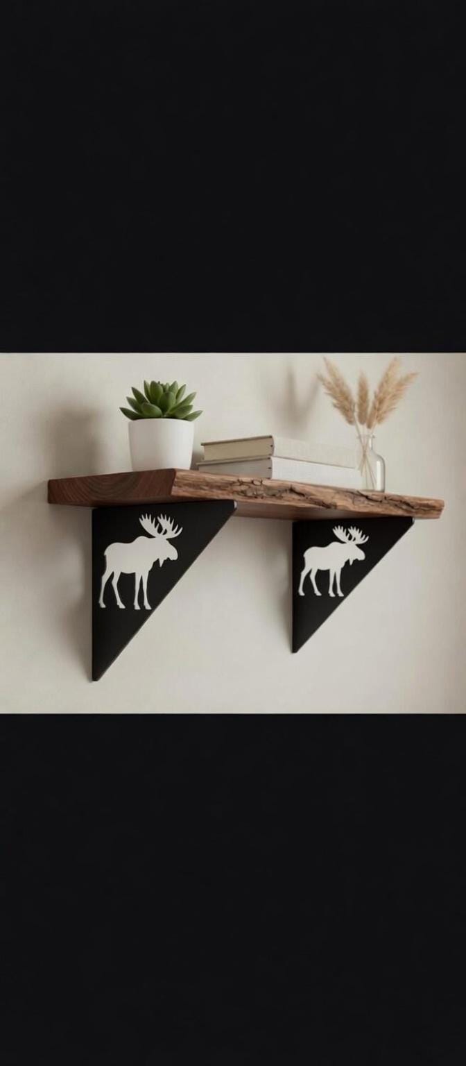 Moose Shelf Bracket Metal Shelf Bracket — front view on white background