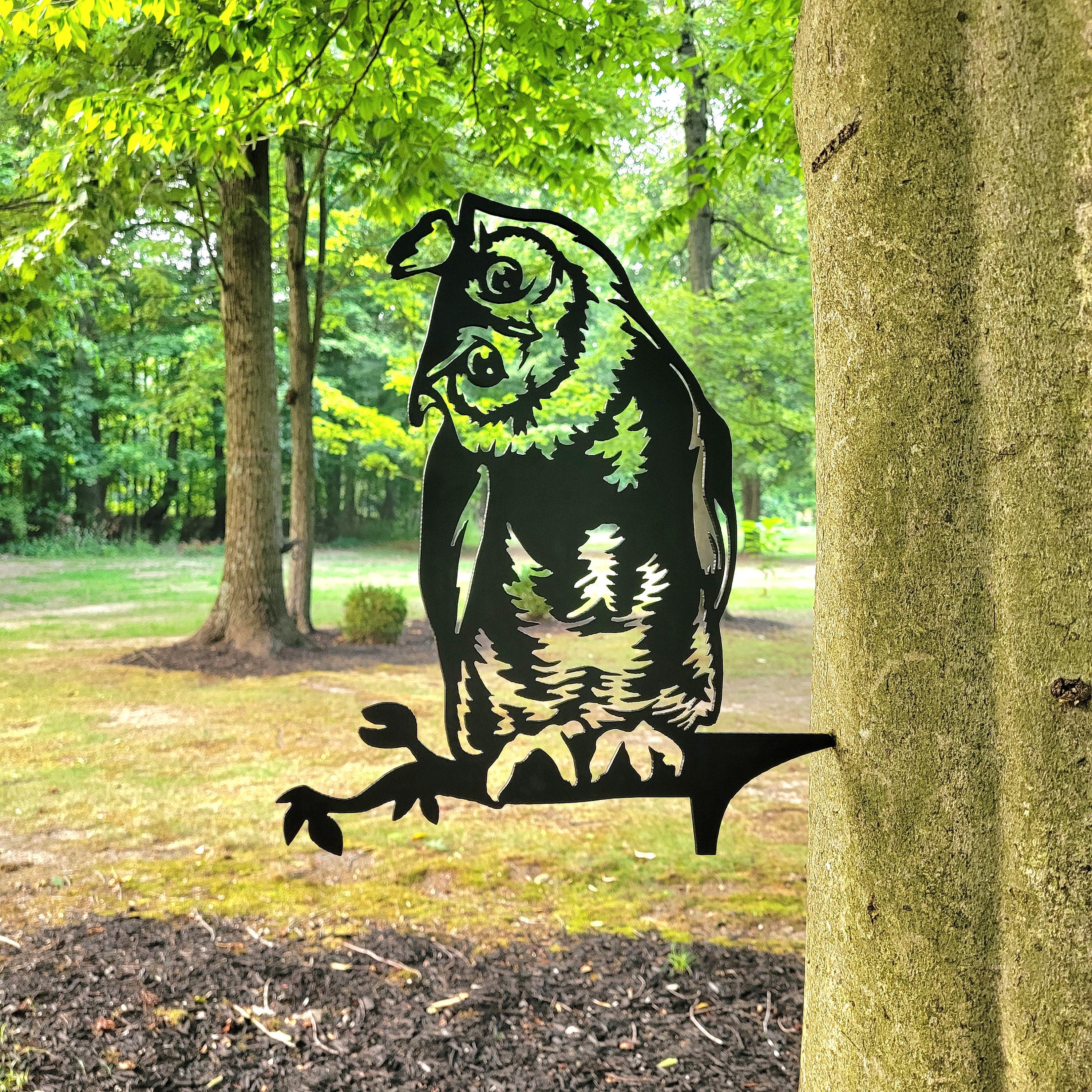 Owl Metal Garden Stake Metal Garden Stake — front view on white background