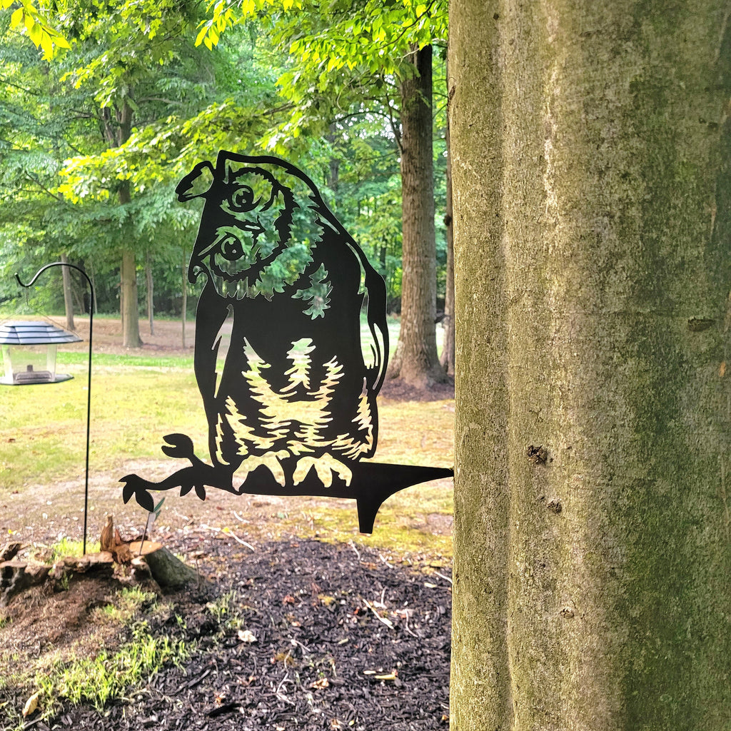 Owl Metal Garden Stake Metal Garden Stake — detail view