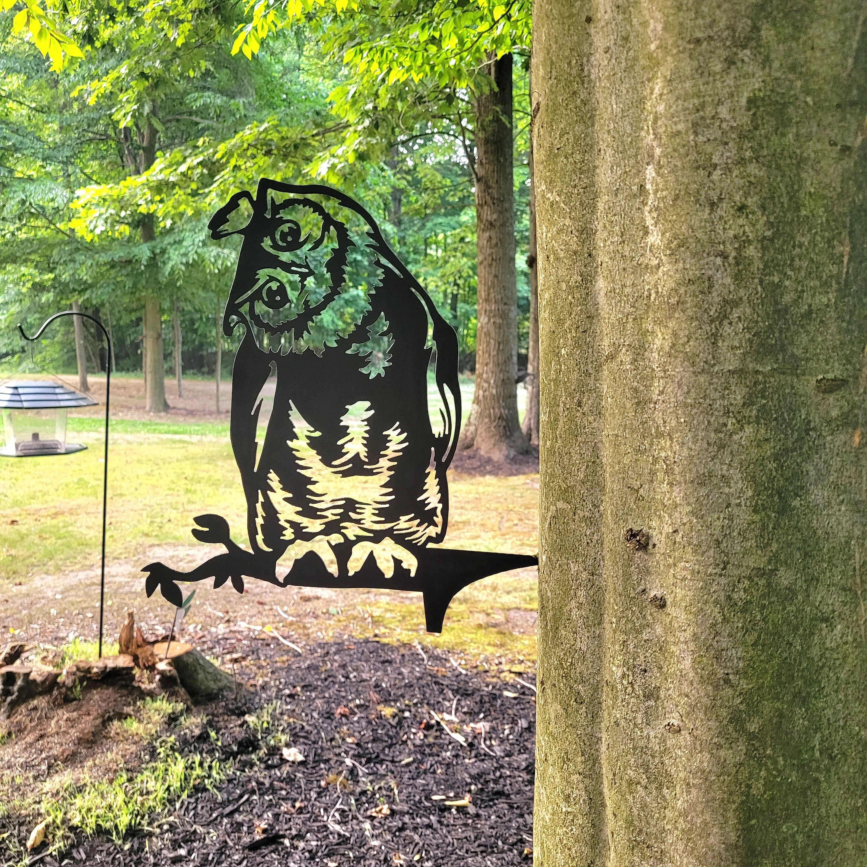 Owl Metal Garden Stake Metal Garden Stake — detail view
