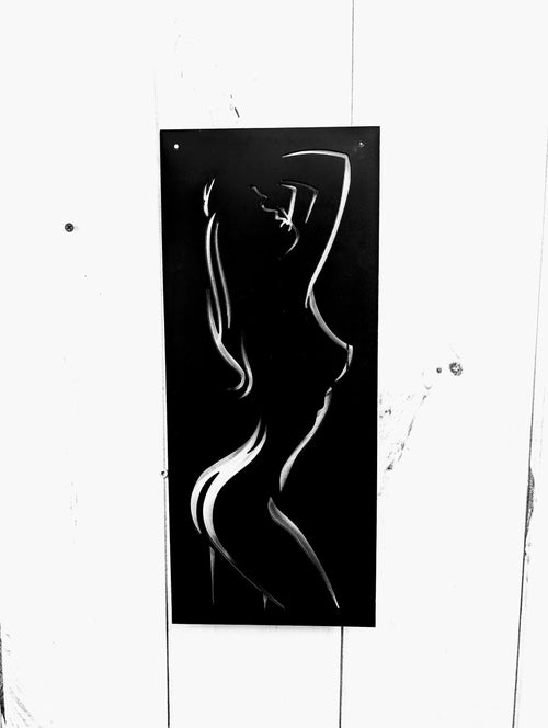 Sexy Female Body Line Art Aluminum Sign — front view on white background