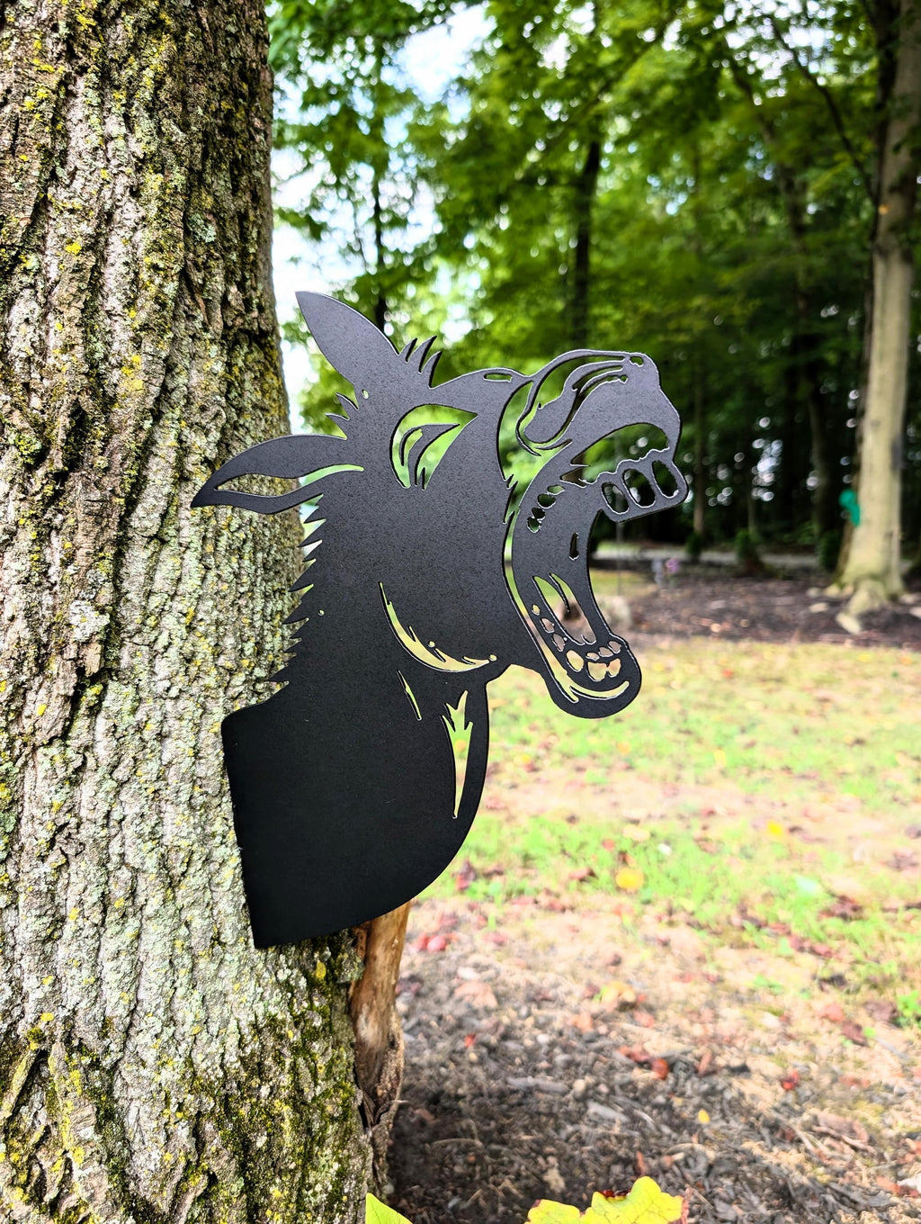 Laughing Donkey Metal Yard Stake Metal Garden Stake — detail view