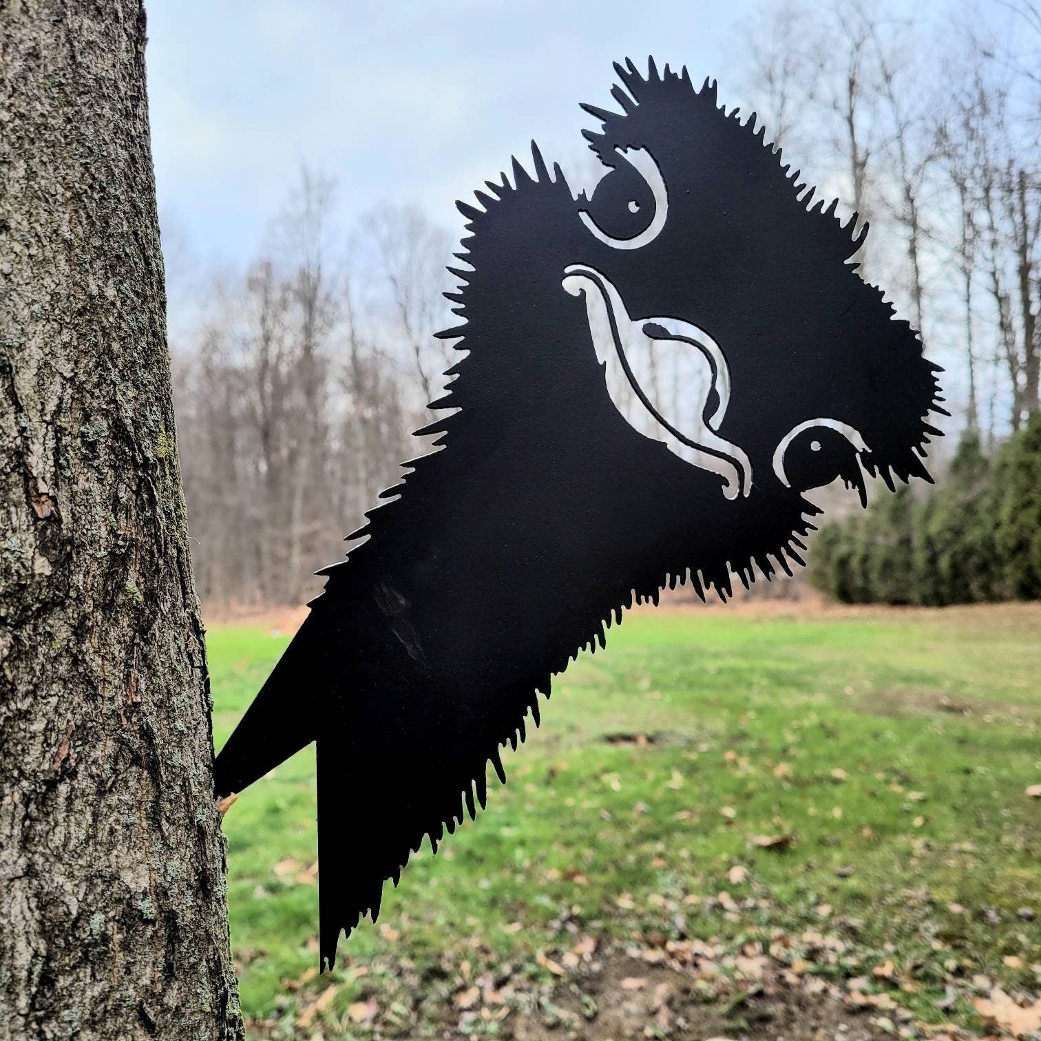 Funny Ostrich Metal Garden Stake Metal Garden Stake — front view on white background