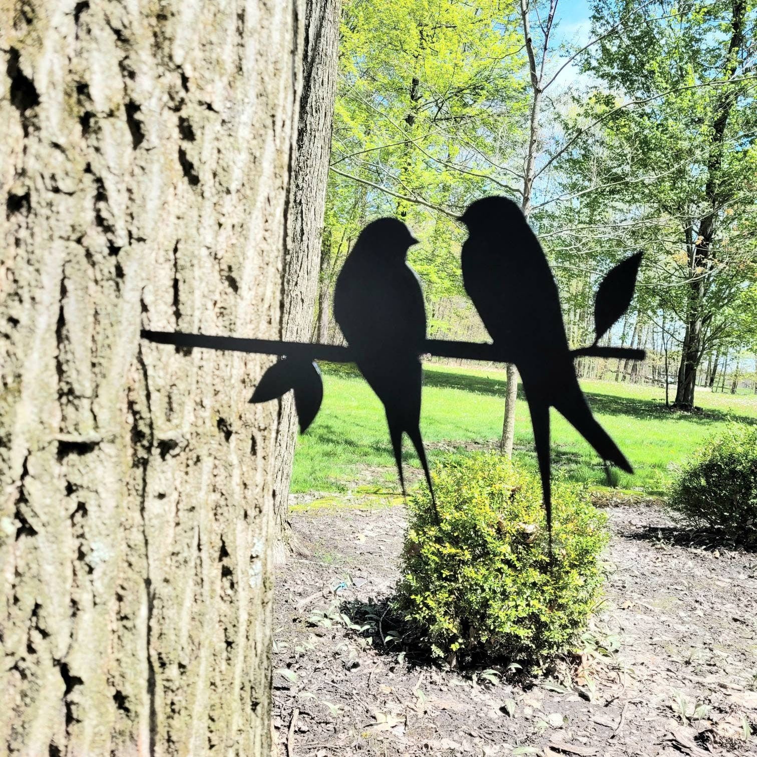 Love Birds Metal Garden Stake Metal Garden Stake — front view on white background