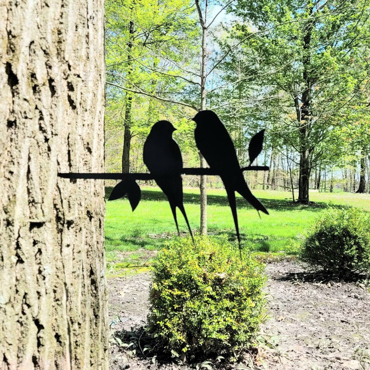 Love Birds Metal Garden Stake Metal Garden Stake — lifestyle setting