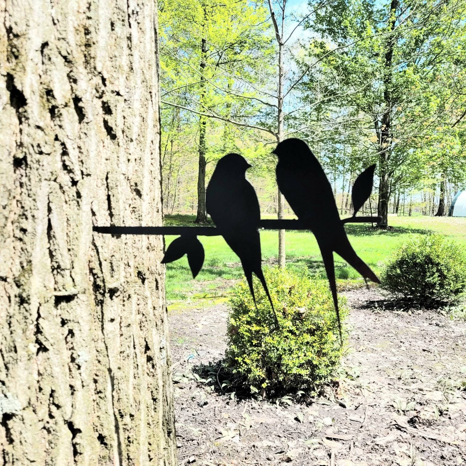 Love Birds Metal Garden Stake Metal Garden Stake — detail view