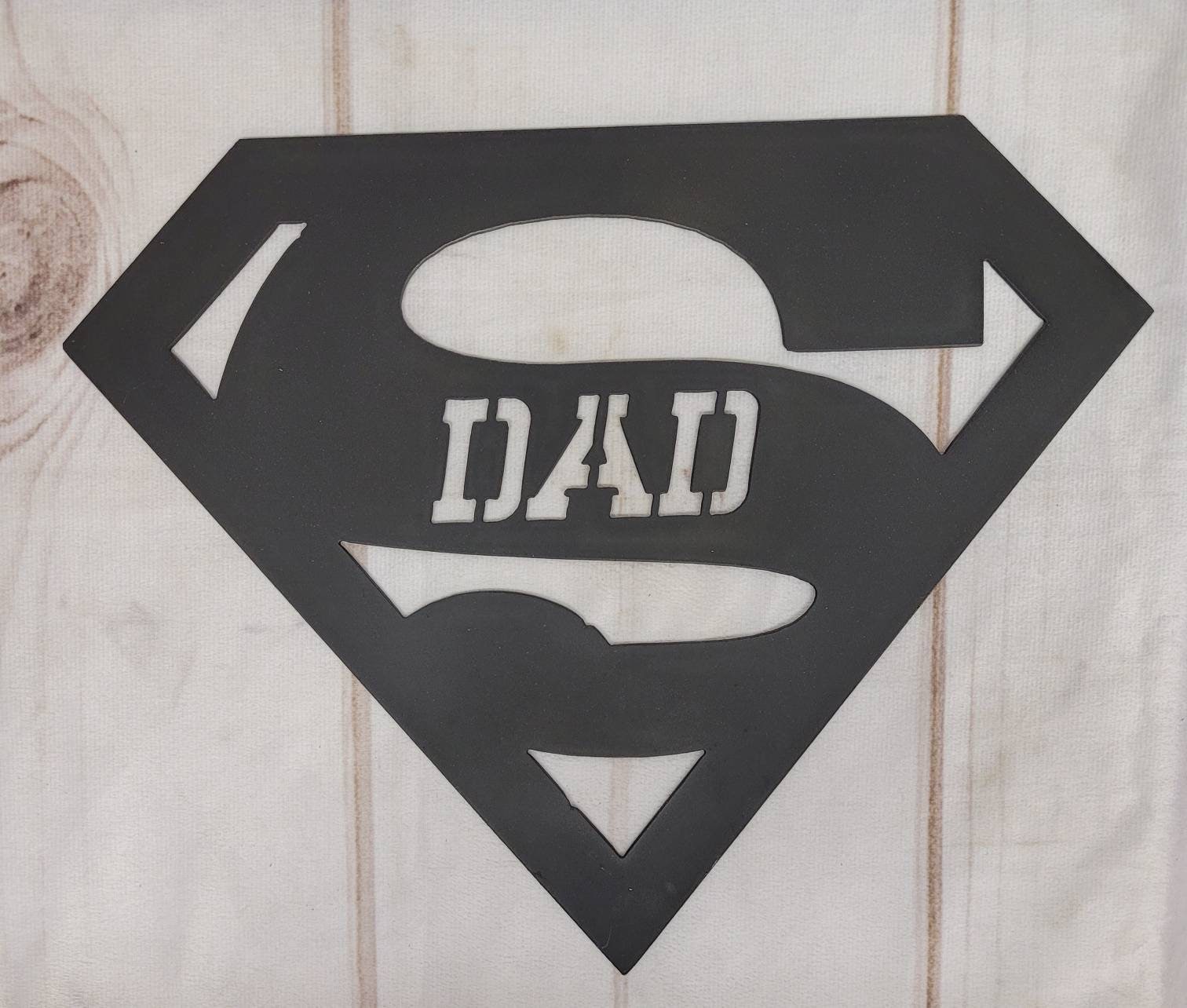 Super Dad Metal Wall Art Aluminum Sign — front view on white background