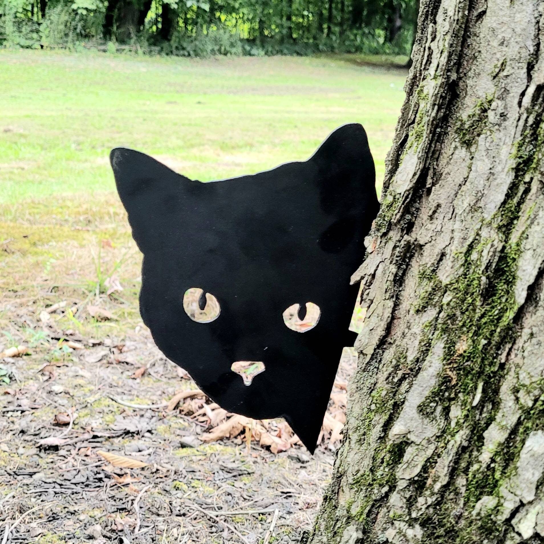 Black Cat Metal Garden Stake Metal Garden Stake — front view on white background
