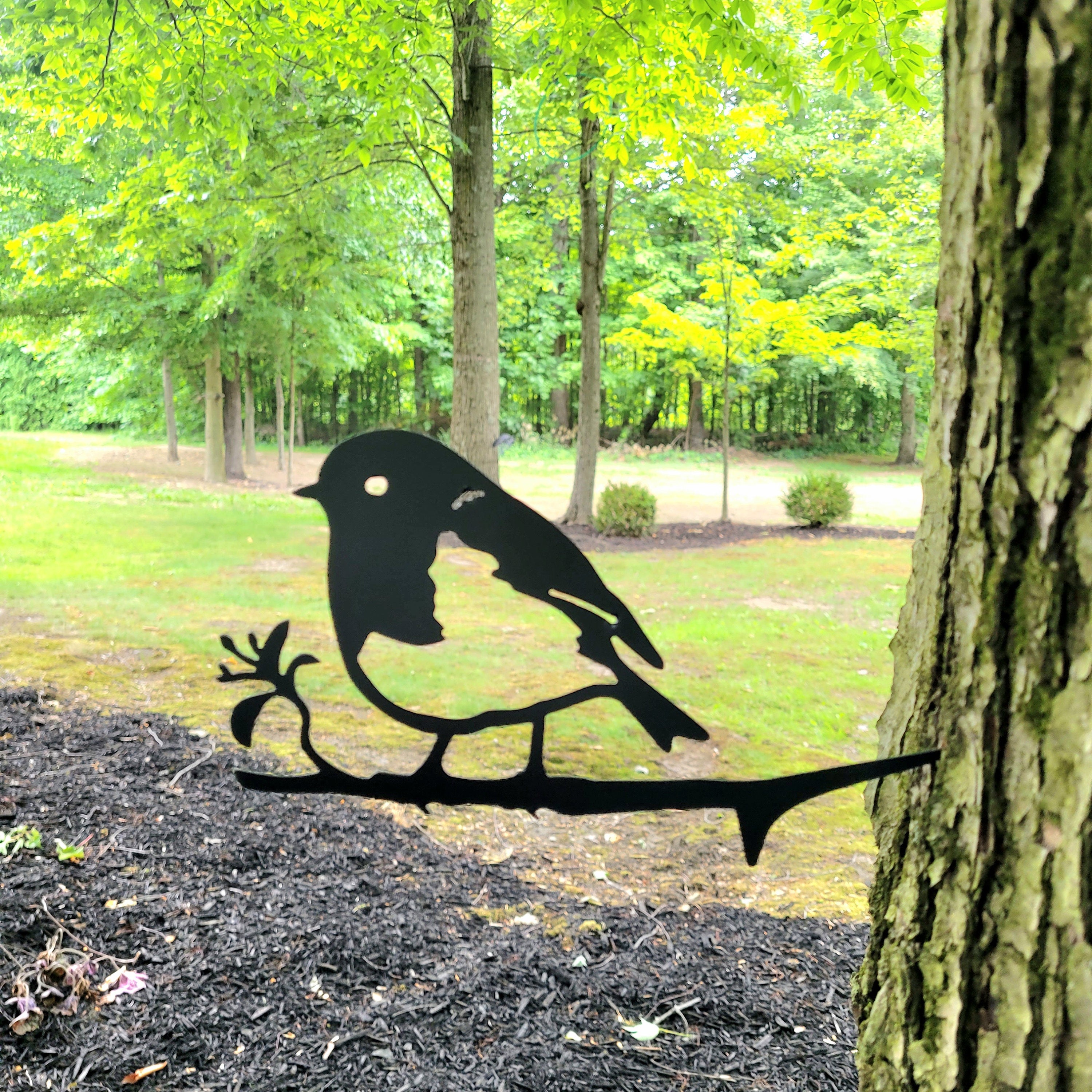 Robin Metal Garden Stake Metal Garden Stake — front view on white background