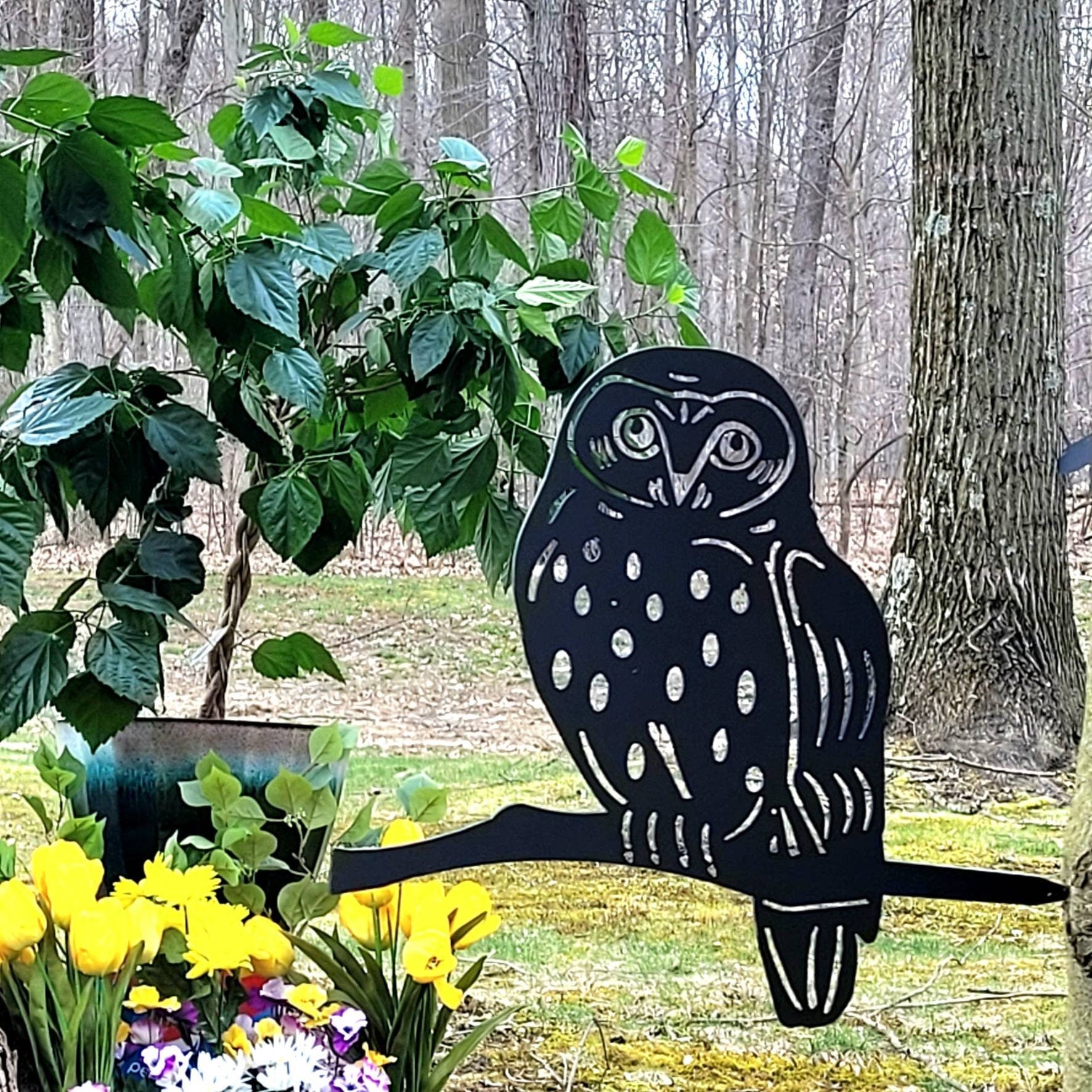 Barn Owl Metal Garden Stake Metal Garden Stake — alternate angle