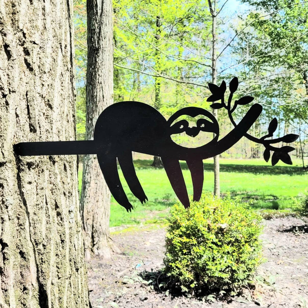 Sloth Metal Garden Stake Metal Garden Stake — front view on white background