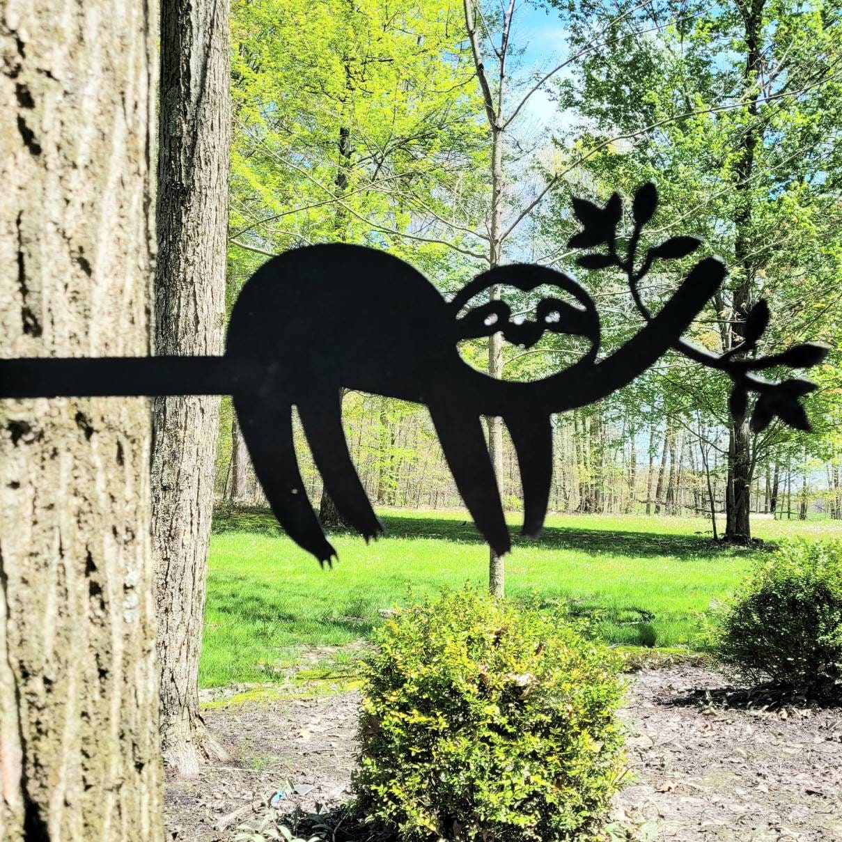 Sloth Metal Garden Stake Metal Garden Stake — lifestyle setting