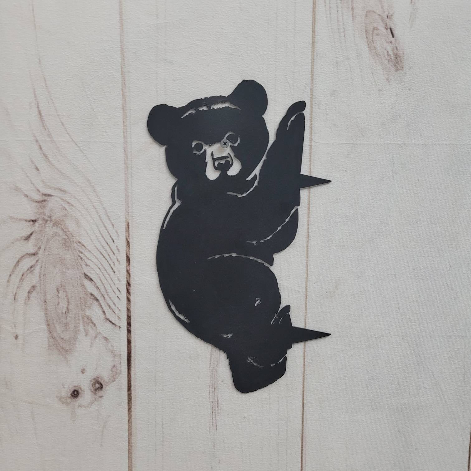 Black Bear Cub Metal Garden Stake Metal Garden Stake — detail view
