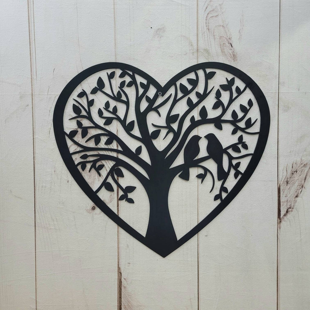 Heart Tree of Life Metal Wall Sign Aluminum Sign — front view on white background