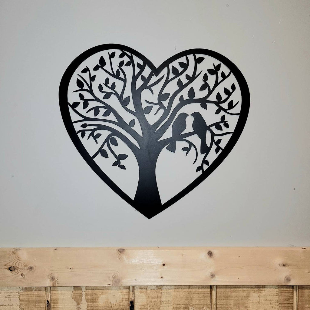Heart Tree of Life Metal Wall Sign Aluminum Sign — lifestyle setting