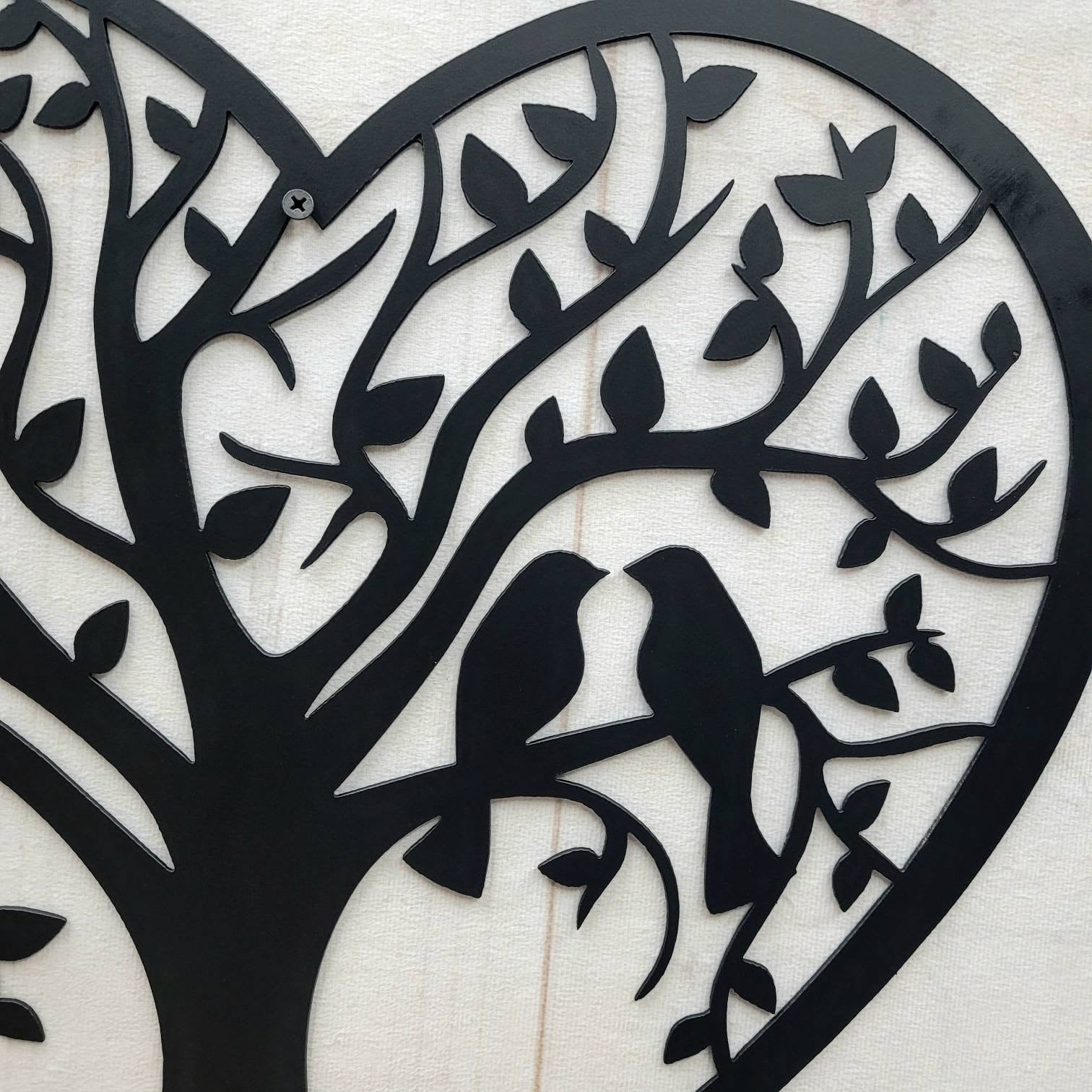 Heart Tree of Life Metal Wall Sign Aluminum Sign — detail view