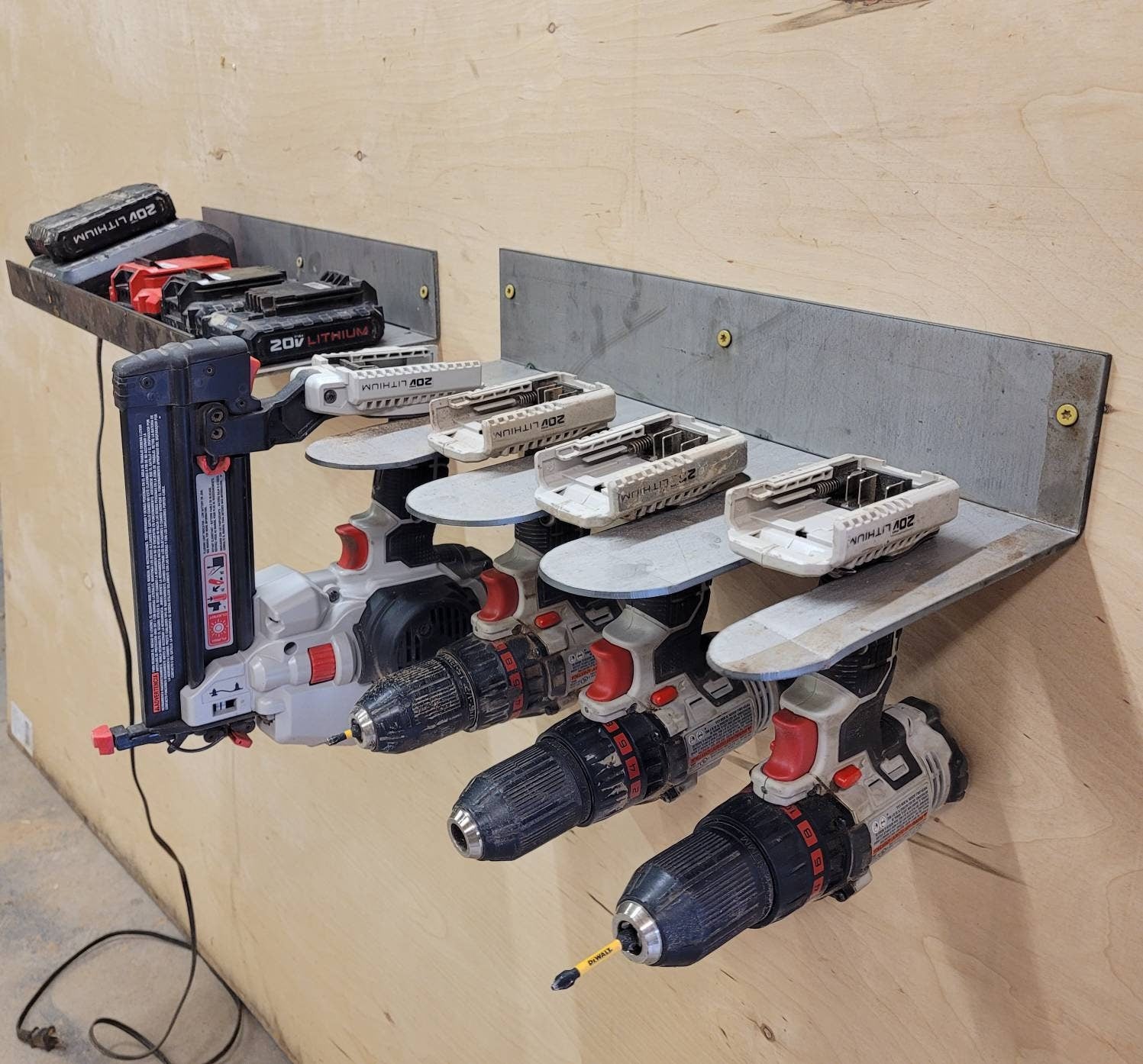 Cordless Power Tool Organizer Aluminum Sign — front view on white background