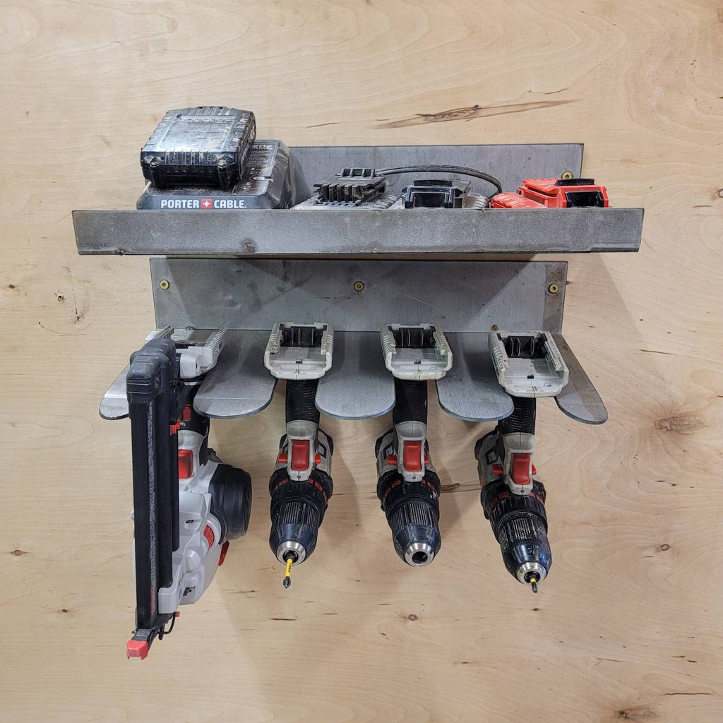 Cordless Power Tool Organizer Aluminum Sign — lifestyle setting