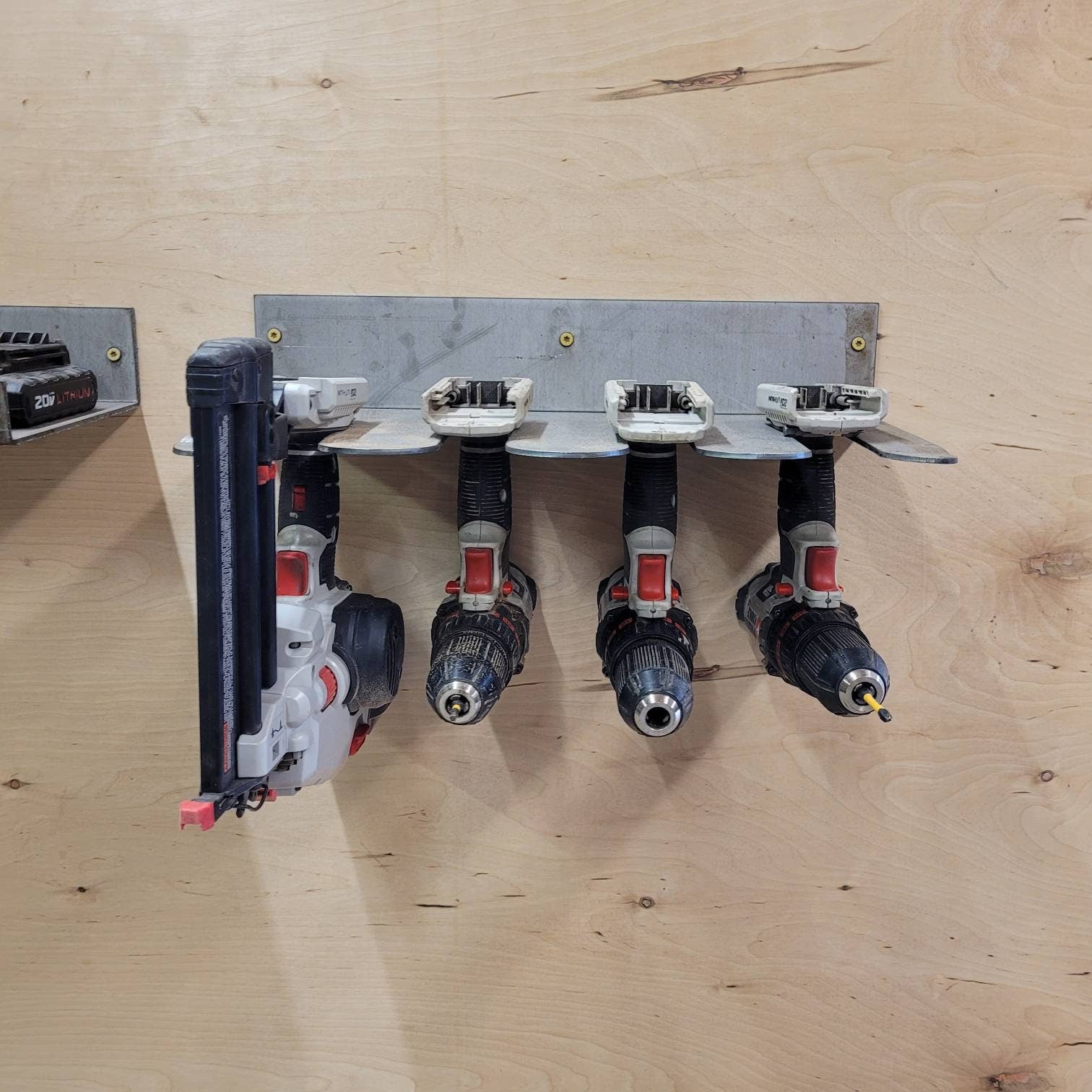 Cordless Power Tool Organizer Aluminum Sign — detail view