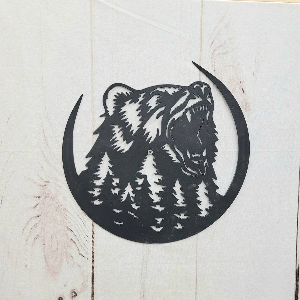 Black Bear Metal Wall Art Aluminum Sign — front view on white background