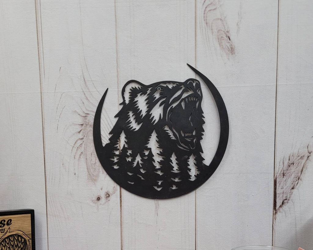 Black Bear Metal Wall Art Aluminum Sign — lifestyle setting