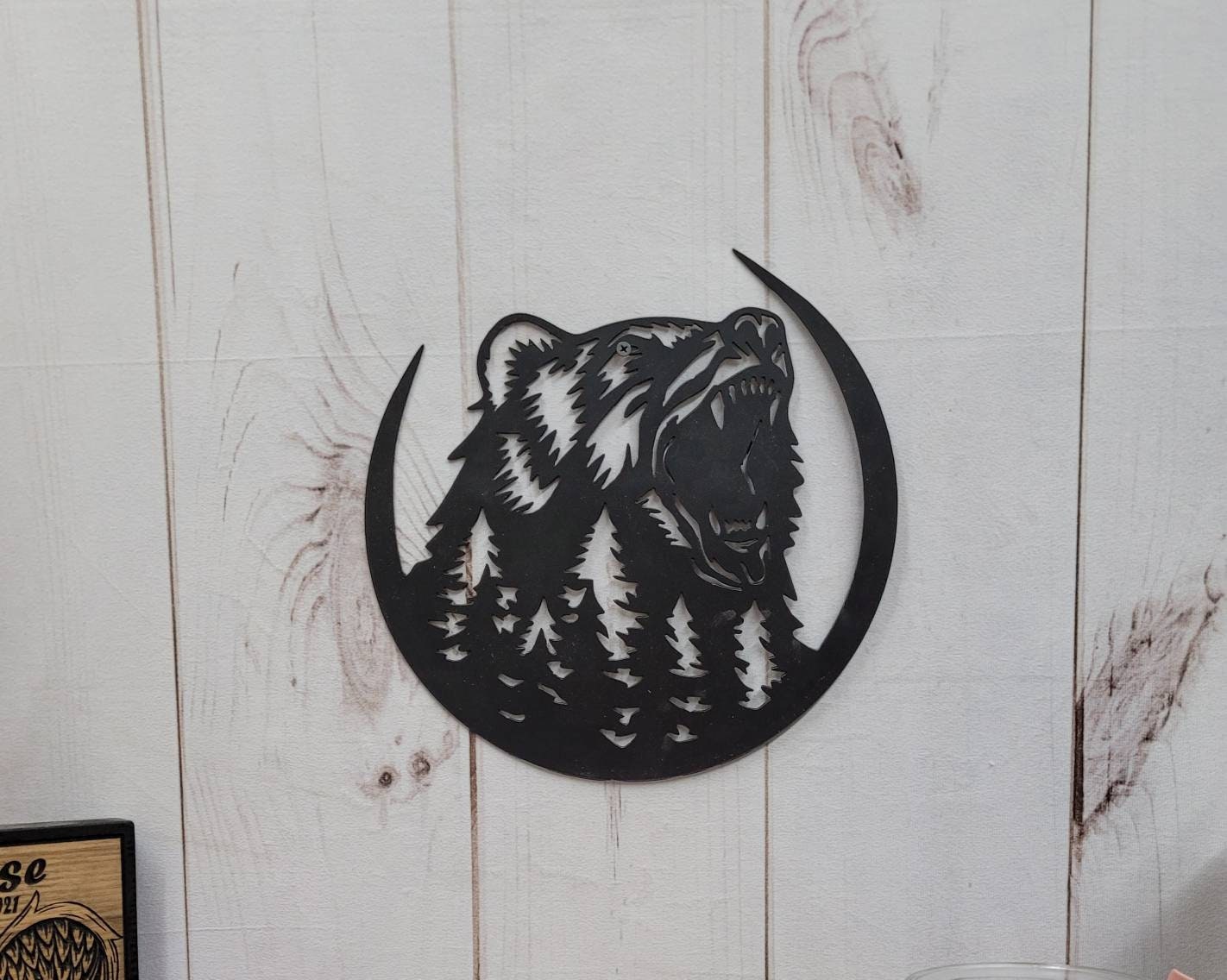Black Bear Metal Wall Art Aluminum Sign — lifestyle setting