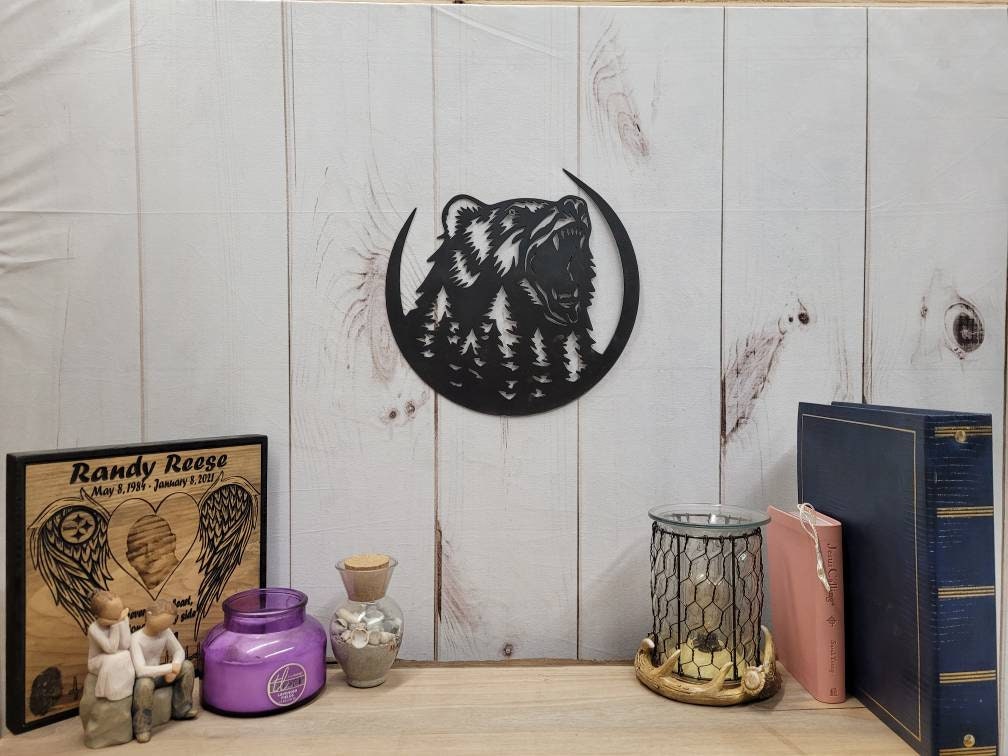 Black Bear Metal Wall Art Aluminum Sign — detail view