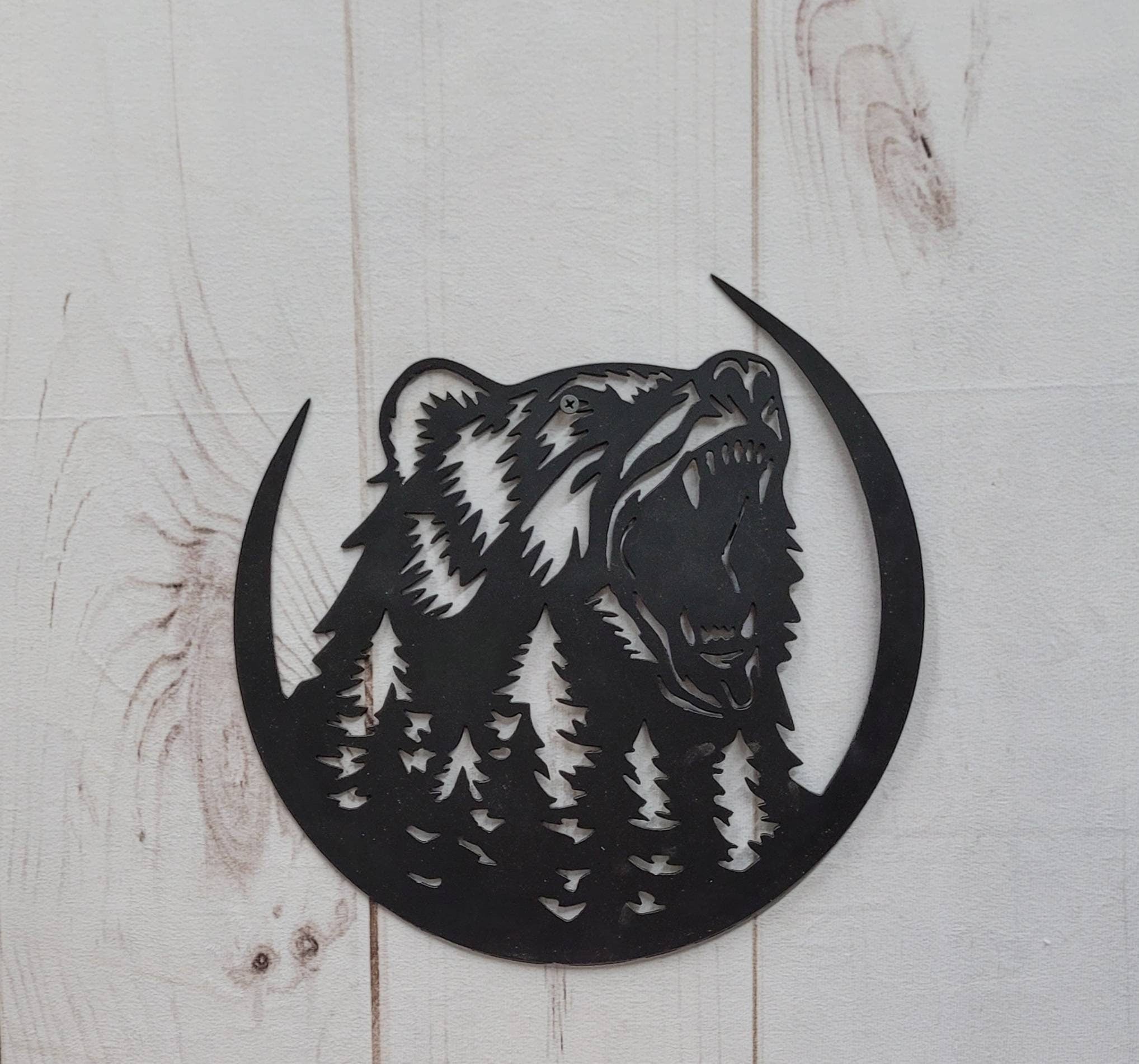 Black Bear Metal Wall Art Aluminum Sign — alternate angle