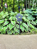 Birdhouse Metal Garden Stake Metal Garden Stake — front view on white background