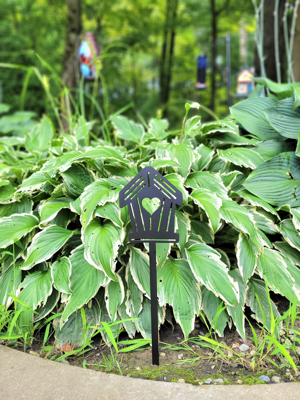 Birdhouse Metal Garden Stake Metal Garden Stake — detail view