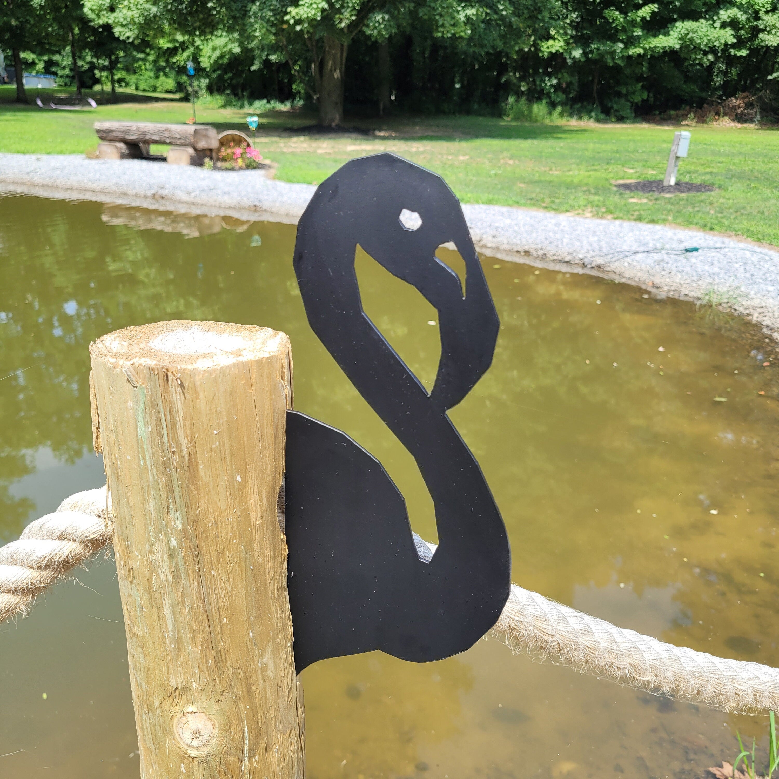 Flamingo Metal Garden Stake Metal Garden Stake — lifestyle setting