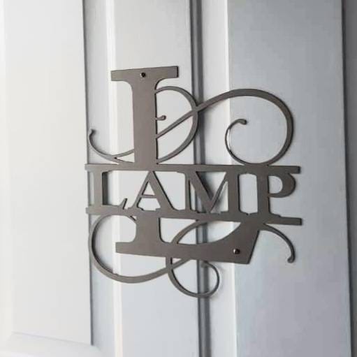 Custom Metal Monogram Sign Aluminum Sign — front view on white background