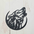 Howling Wolf Metal Wall Art Aluminum Sign — front view on white background